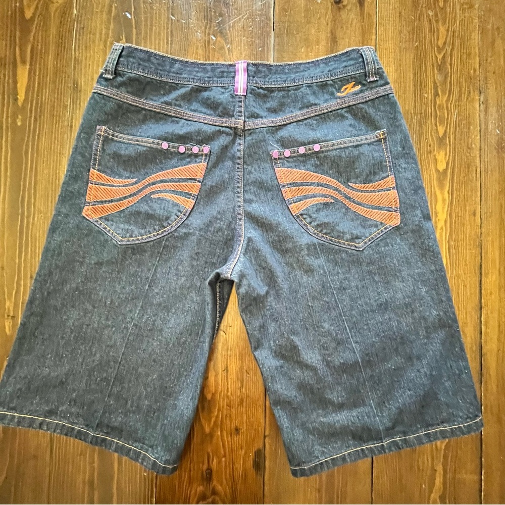 Vintage Jinzu Jean Shorts Men Dark Blue Baggy Denim Skater 90s Y2K Hip Hop Jorts